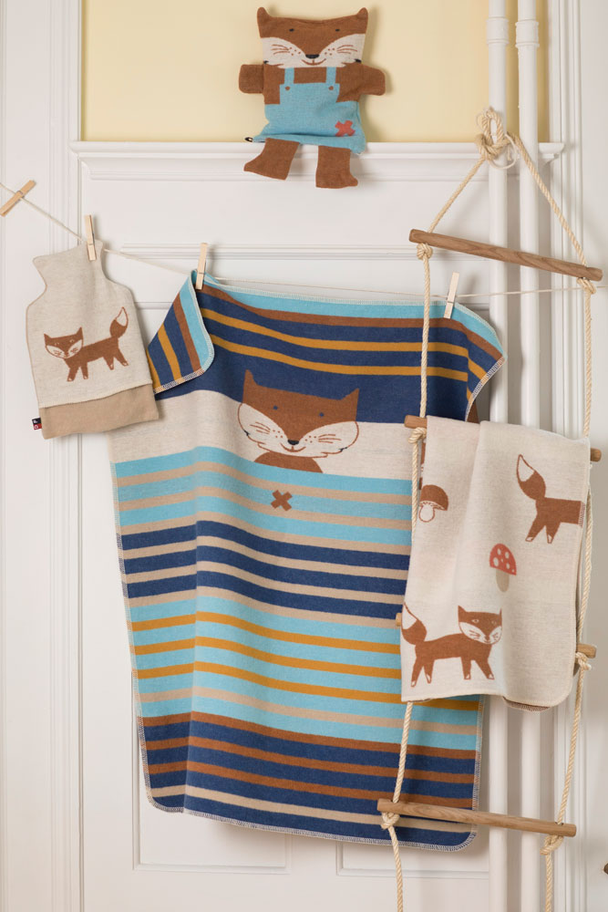 JUWEL baby blanket "fox and mushroom" in . Blanket made by David Fussenegger , a family-run mill in Austria.