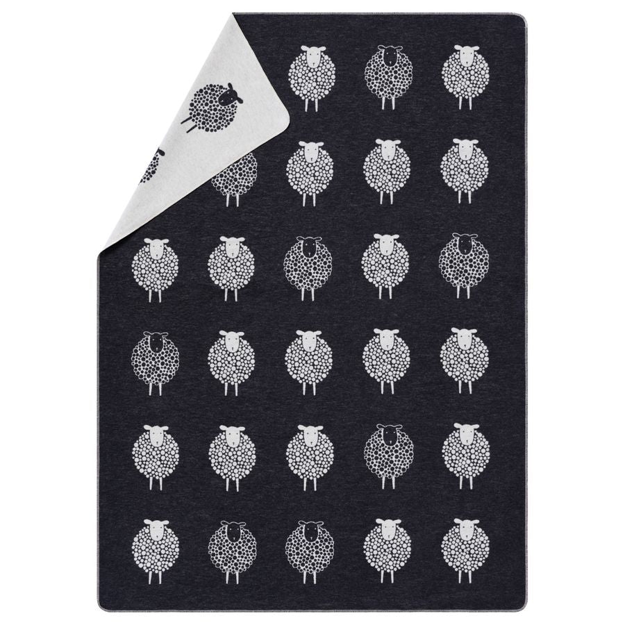 SILVRETTA Throw "Sheep" in anthracite . Throw Blanket made by David Fussenegger , a family-run mill in Austria.