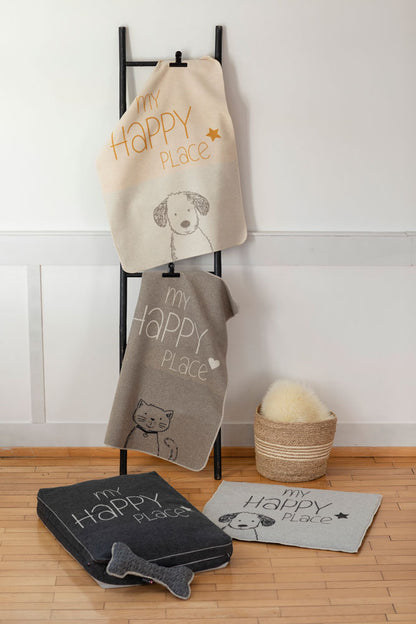 PET blanket "My Happy Place" cat in . Pet Blanket made by David Fussenegger , a family-run mill in Austria.