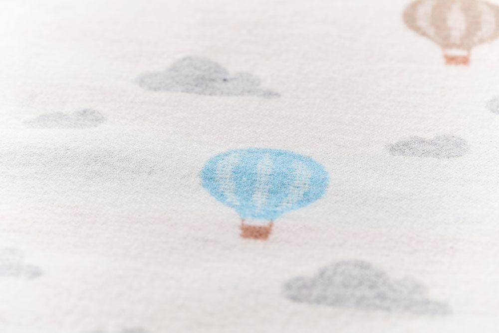 LENA baby blanket organic "hot air balloons" in . Blanket made by David Fussenegger , a family-run mill in Austria.