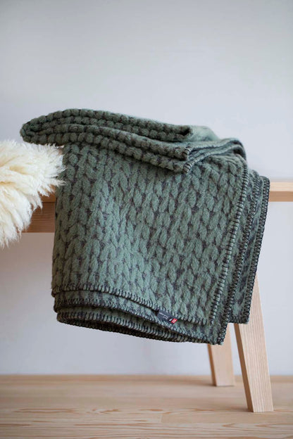 CARLA throw "knitted pattern" in . Throw Blanket made by David Fussenegger , a family-run mill in Austria.