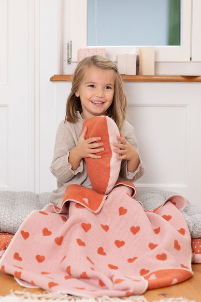 CARLA baby blanket "hearts allover" in . Blanket made by David Fussenegger , a family-run mill in Austria.