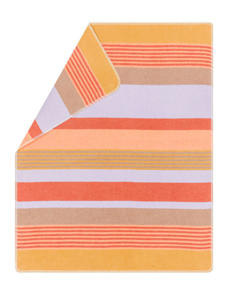 JUWEL baby blanket "multi-color stripes" in blue gold . Blanket made by David Fussenegger , a family-run mill in Austria.