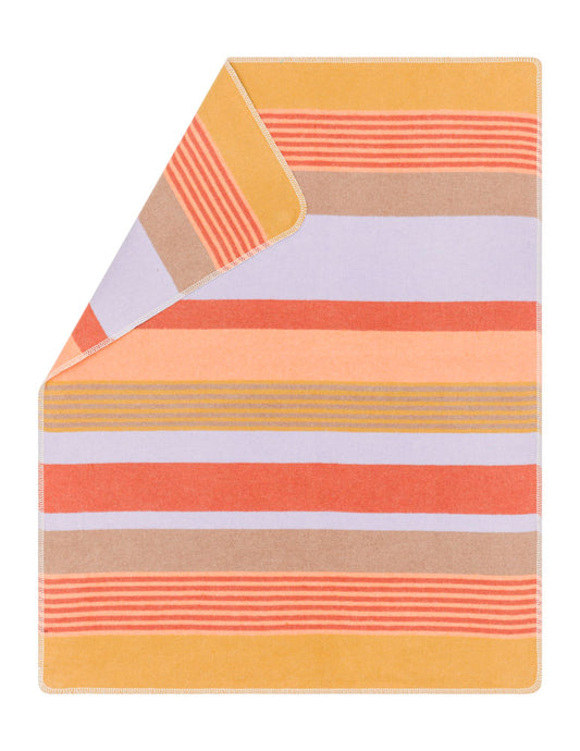 JUWEL baby blanket "multi-color stripes" in blue gold . Blanket made by David Fussenegger , a family-run mill in Austria.