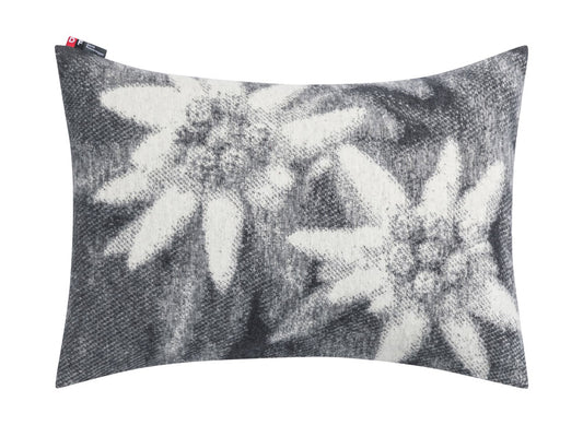 SILVRETTA cushion cover "Edelweiss" in charcoal . Cushion Cover made by David Fussenegger , a family-run mill in Austria.