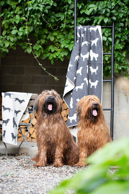 PET blanket "dog silhouettes allover" in . Pet Blanket made by David Fussenegger , a family-run mill in Austria.