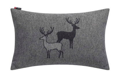 SILVRETTA cushion cover "pair of stags" in charcoal . Cushion Cover made by David Fussenegger , a family-run mill in Austria.
