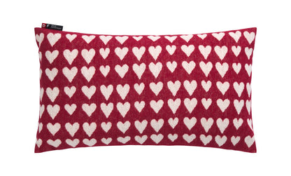 SILVRETTA cushion cover "hearts" in bordeaux . Cushion Cover made by David Fussenegger , a family-run mill in Austria.
