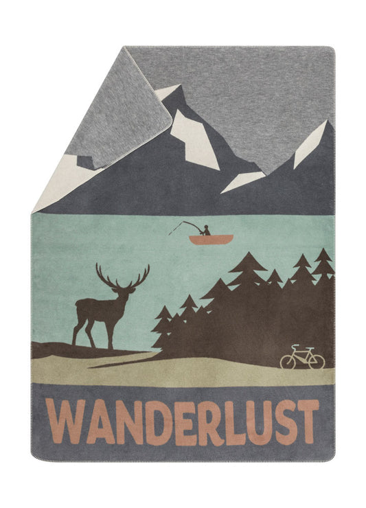 SAVONA throw "wanderlust" in green grey . Throw Blanket made by David Fussenegger , a family-run mill in Austria.