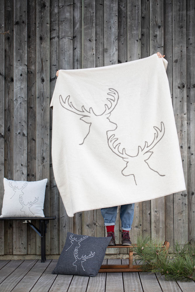 SAVONA throw "stag heads linear" in . Throw Blanket made by David Fussenegger , a family-run mill in Austria.