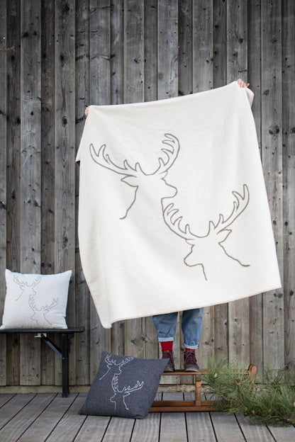 SAVONA throw "stag heads linear" in . Throw Blanket made by David Fussenegger , a family-run mill in Austria.