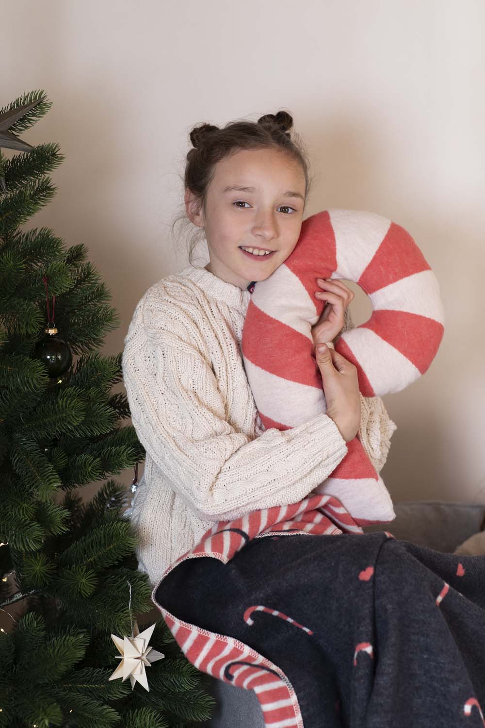 SILVRETTA pillow "candy cane" in . Filled Cushion made by David Fussenegger , a family-run mill in Austria.