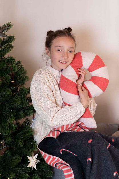 SILVRETTA pillow "candy cane" in . Filled Cushion made by David Fussenegger , a family-run mill in Austria.