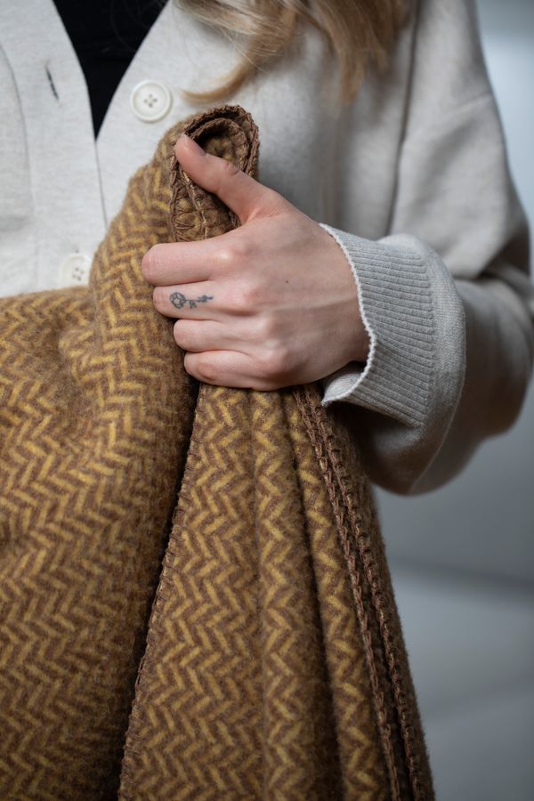MERANO Throw "Herringbone" in . Throw Blanket made by David Fussenegger , a family-run mill in Austria.