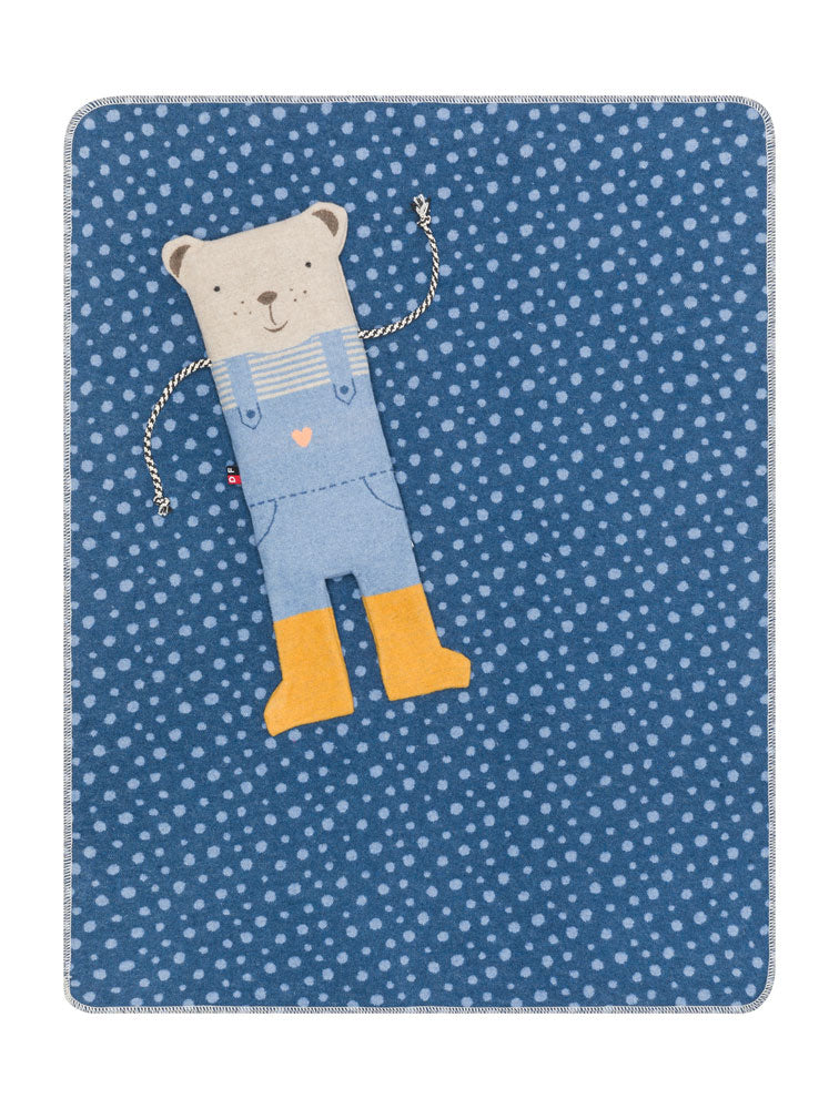 JUWEL puppet/blanket SET "bear" in blue . Blanket Puppet made by David Fussenegger , a family-run mill in Austria.