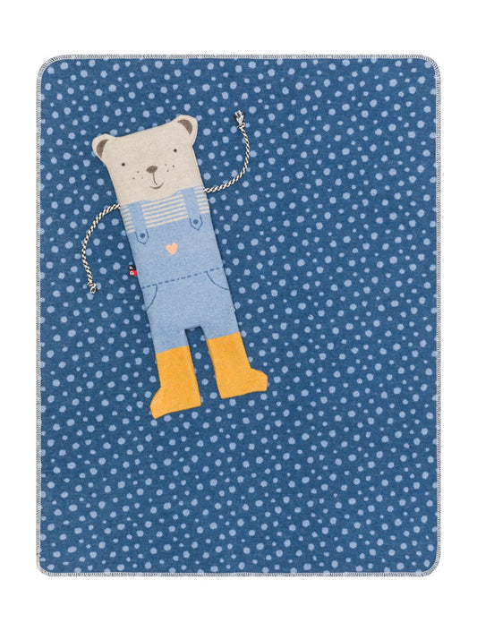 JUWEL puppet/blanket SET "bear" in blue . Blanket Puppet made by David Fussenegger , a family-run mill in Austria.