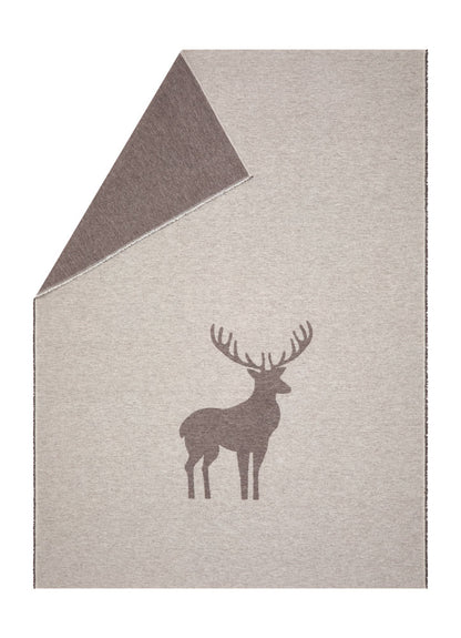 LUCA throw "centered deer" in brown . Throw Blanket made by David Fussenegger , a family-run mill in Austria.