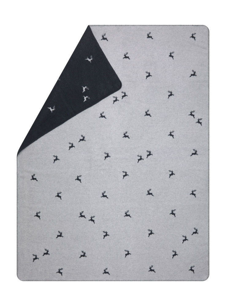 SAVONA throw "deer allover" in light grey . Throw Blanket made by David Fussenegger , a family-run mill in Austria.