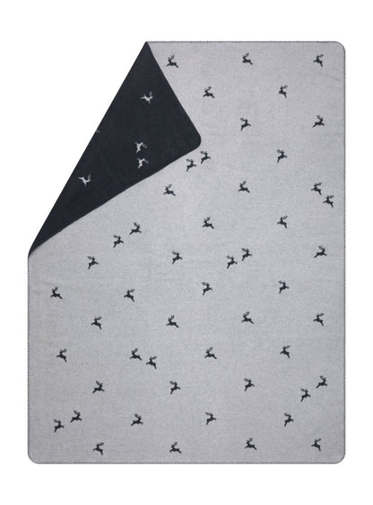 SAVONA throw "deer allover" in light grey . Throw Blanket made by David Fussenegger , a family-run mill in Austria.