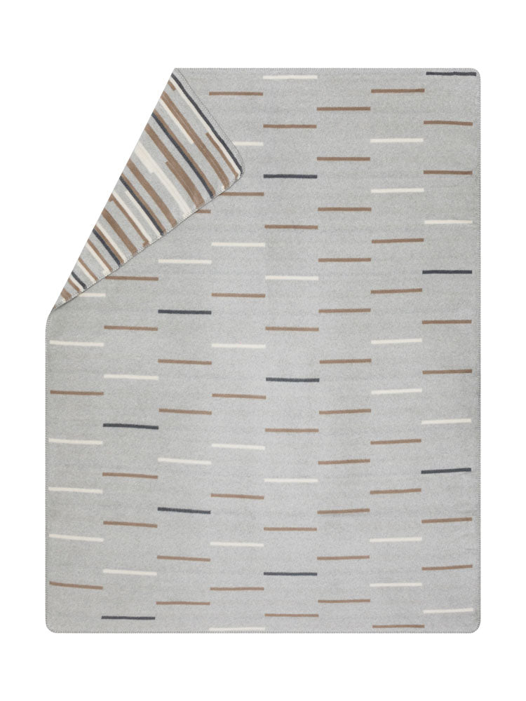SAVONA throw "short lines horizontal" in grey . Throw Blanket made by David Fussenegger , a family-run mill in Austria.