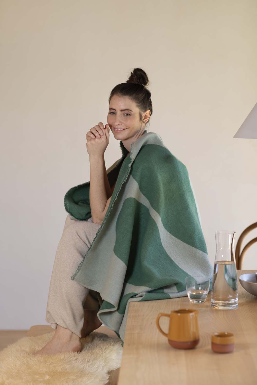 LUCA throw flannel "large leaves" in . Throw Blanket made by David Fussenegger , a family-run mill in Austria.