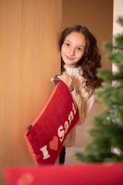 SILVRETTA pillow "I love Santa" in . Filled Cushion made by David Fussenegger , a family-run mill in Austria.