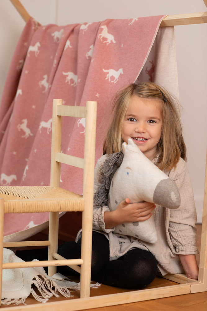 JUWEL kid blanket "horses allover" in . Blanket made by David Fussenegger , a family-run mill in Austria.