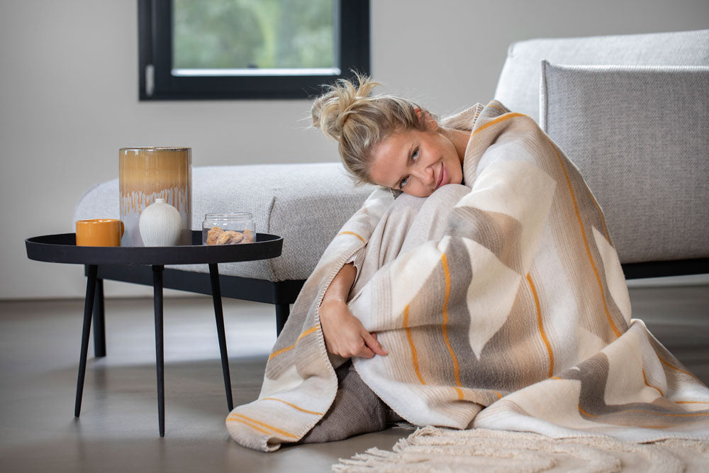 SAVONA throw "aztec" in . Throw Blanket made by David Fussenegger , a family-run mill in Austria.