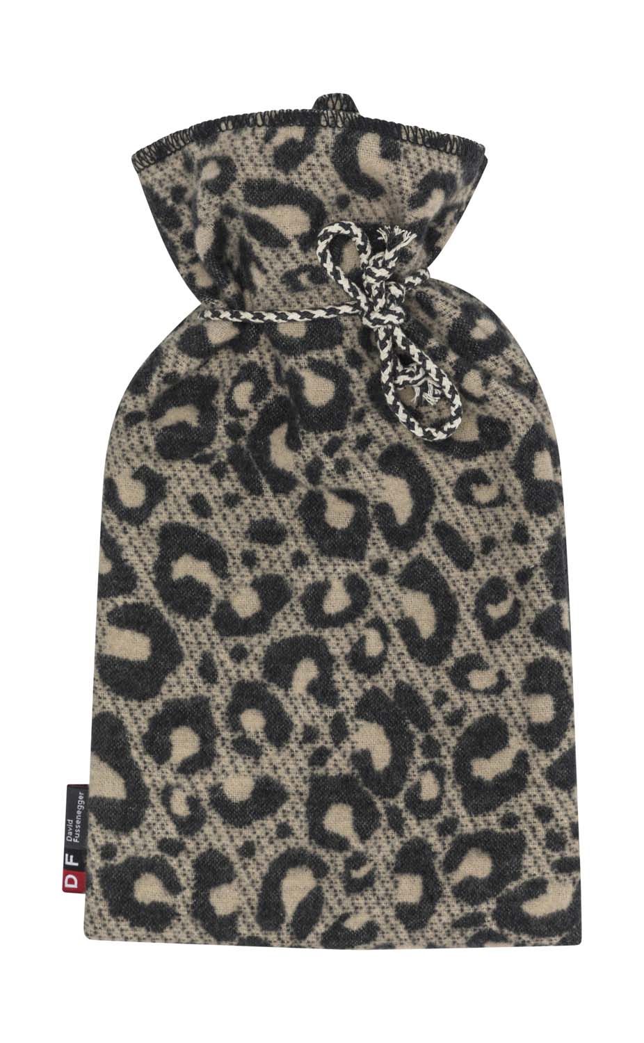 SILVRETTA warming bottle "leopard" in charcoal . Warming Bottle made by David Fussenegger , a family-run mill in Austria.