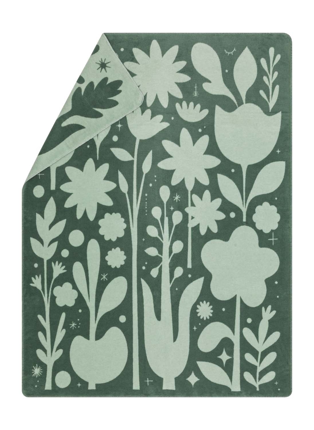 SAVONA throw "folcloristic flowers" in green . Throw Blanket made by David Fussenegger , a family-run mill in Austria.