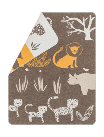 JUWEL baby blanket "jungle" in brown . Blanket made by David Fussenegger , a family-run mill in Austria.