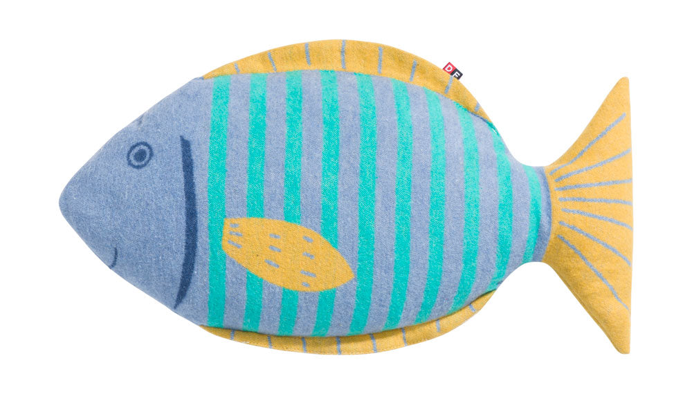 JUWEL pillow "fish" includes filling in blue . Filled Cushion made by David Fussenegger , a family-run mill in Austria.
