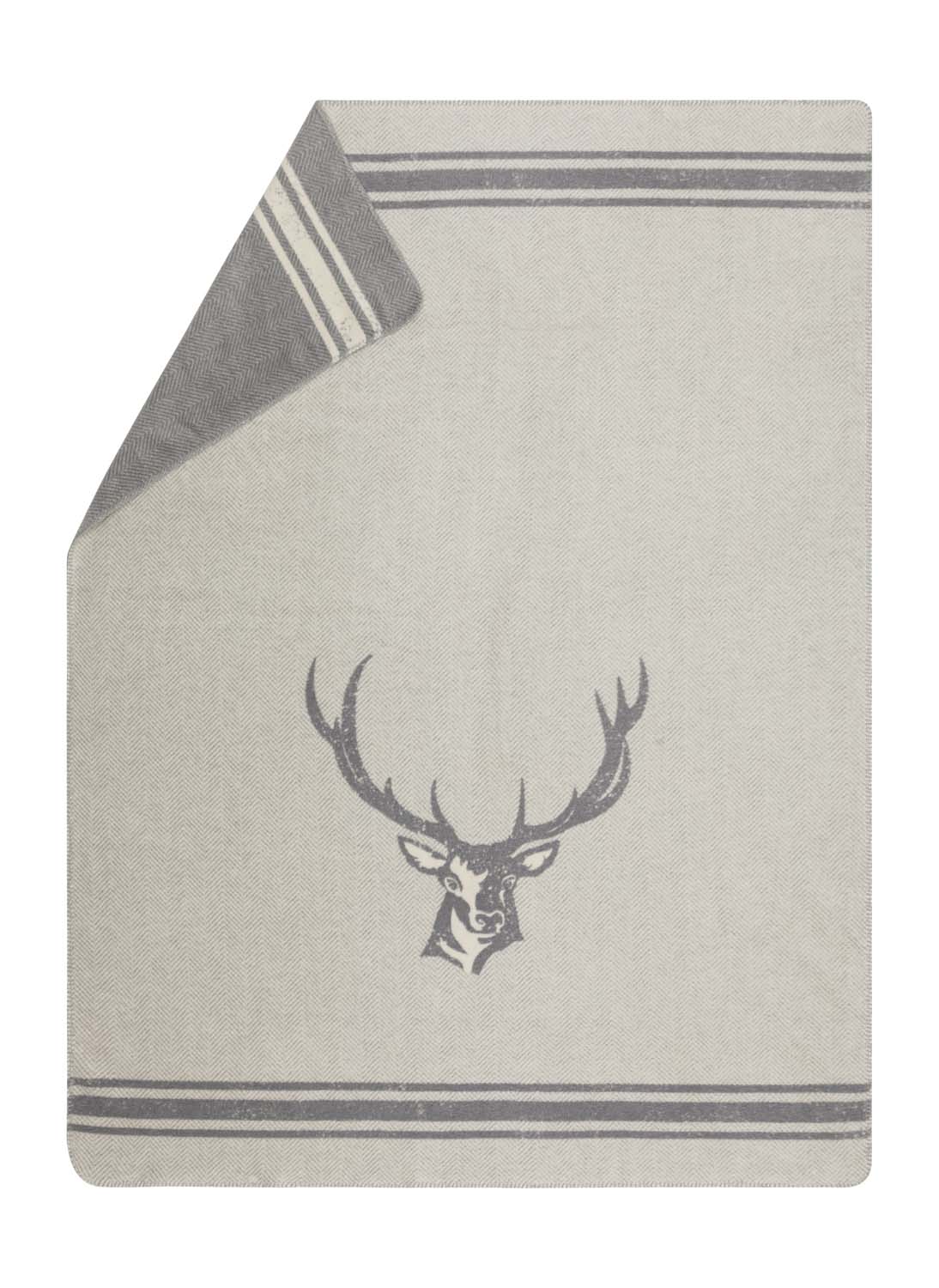 SAVONA throw "stag/antlers" in graphite . Throw Blanket made by David Fussenegger , a family-run mill in Austria.