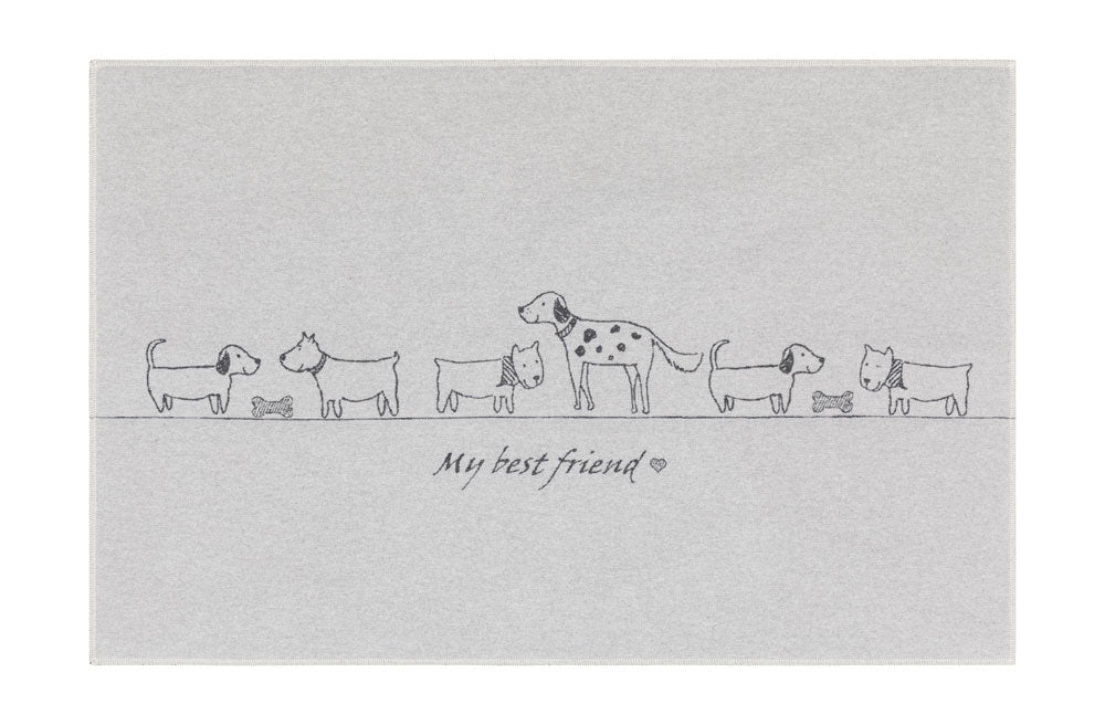 PET padded dog mat "My Best Friend" in grey . Dog Mat made by David Fussenegger , a family-run mill in Austria.