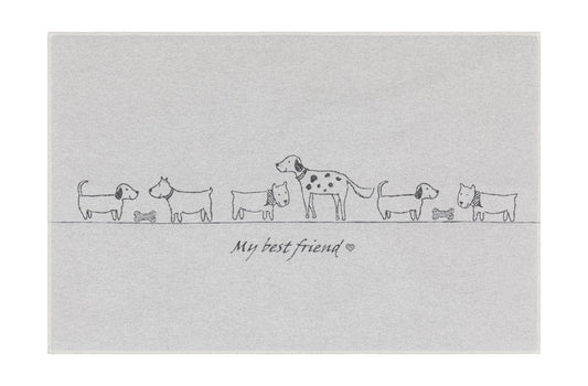 PET padded dog mat "My Best Friend" in grey . Dog Mat made by David Fussenegger , a family-run mill in Austria.