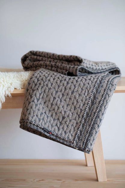 CARLA throw "knitted pattern" in . Throw Blanket made by David Fussenegger , a family-run mill in Austria.