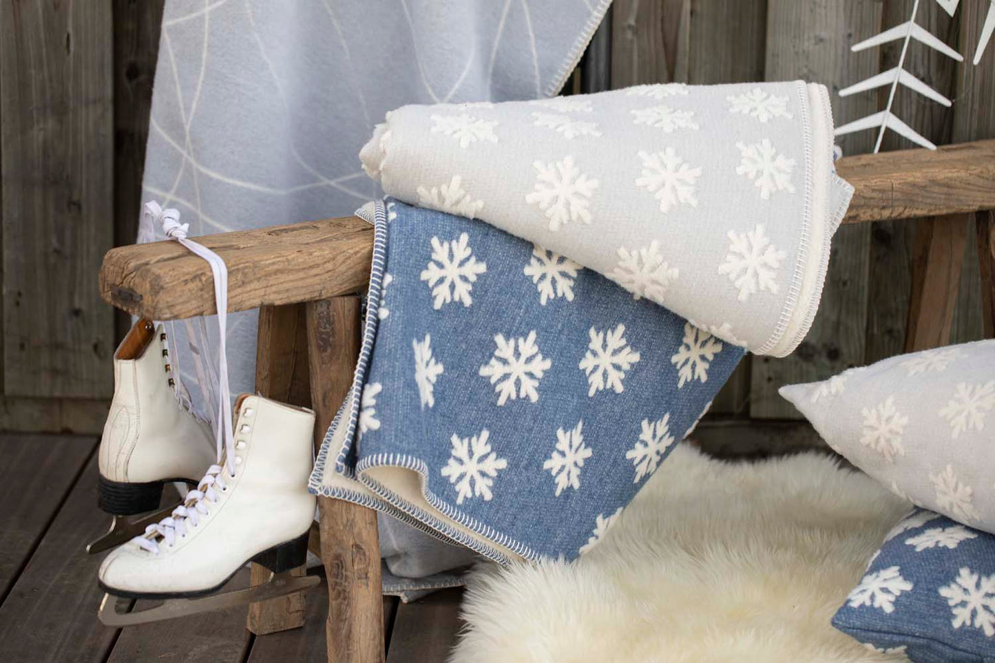 CARLA throw plaid "snowflake" in . Throw Blanket made by David Fussenegger , a family-run mill in Austria.