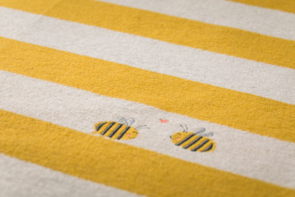 JUWEL baby blanket "stripes with bees" with embroidery in . Blanket made by David Fussenegger , a family-run mill in Austria.