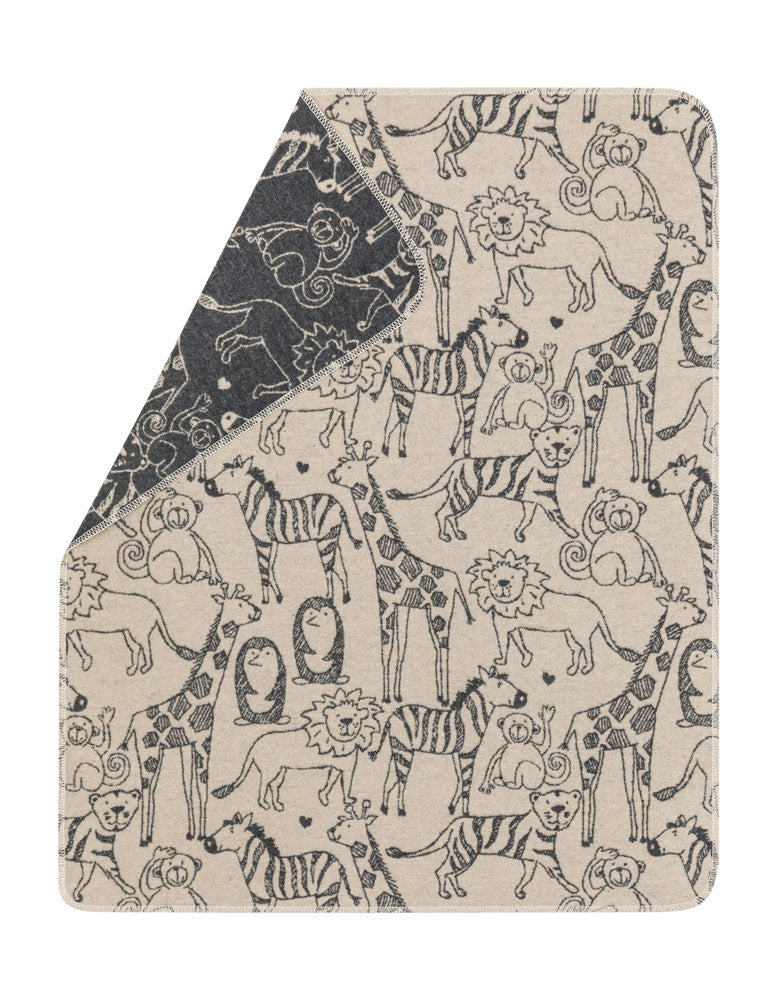 JUWEL baby blanket "safari animals" in ecru . Blanket made by David Fussenegger , a family-run mill in Austria.