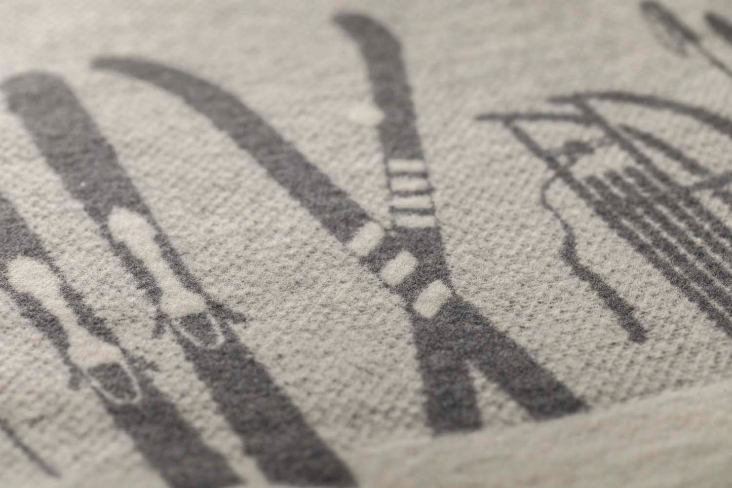 SILVRETTA throw "skis & tobbogan" in . Throw Blanket made by David Fussenegger , a family-run mill in Austria.