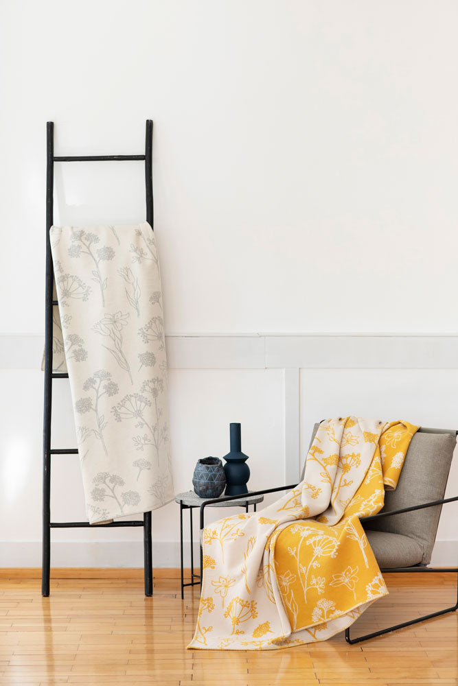 JADE throw "florals" organic cotton in . Throw Blanket made by David Fussenegger , a family-run mill in Austria.