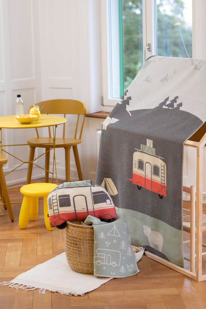 JUWEL pillow "camper van" includes filling in . Filled Cushion made by David Fussenegger , a family-run mill in Austria.