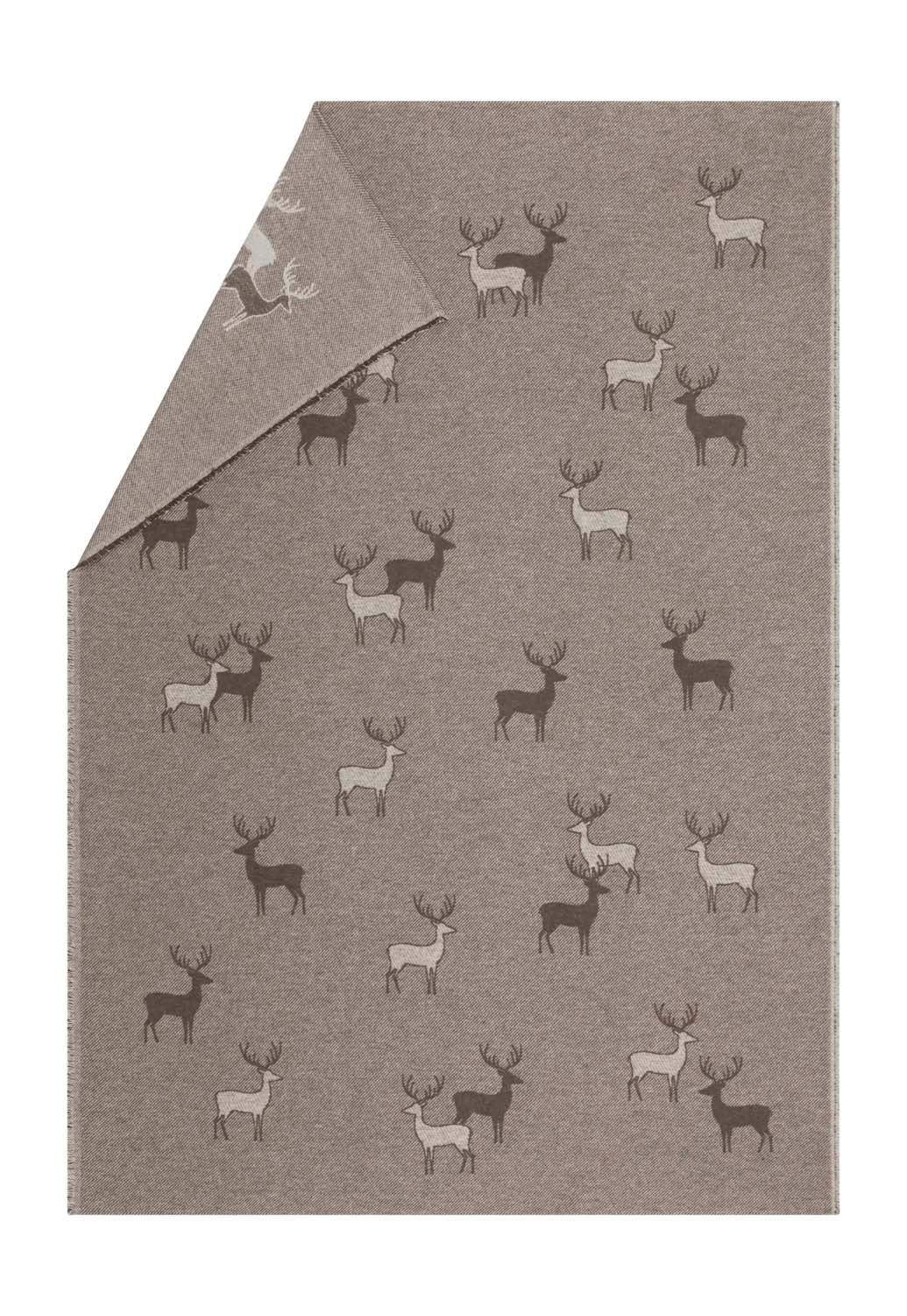 LUCA throw "pairs of stags" in brown . Throw Blanket made by David Fussenegger , a family-run mill in Austria.