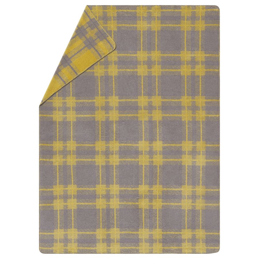 SAVONA Throw "Tartan" in smoke yellow . Throw Blanket made by David Fussenegger , a family-run mill in Austria.