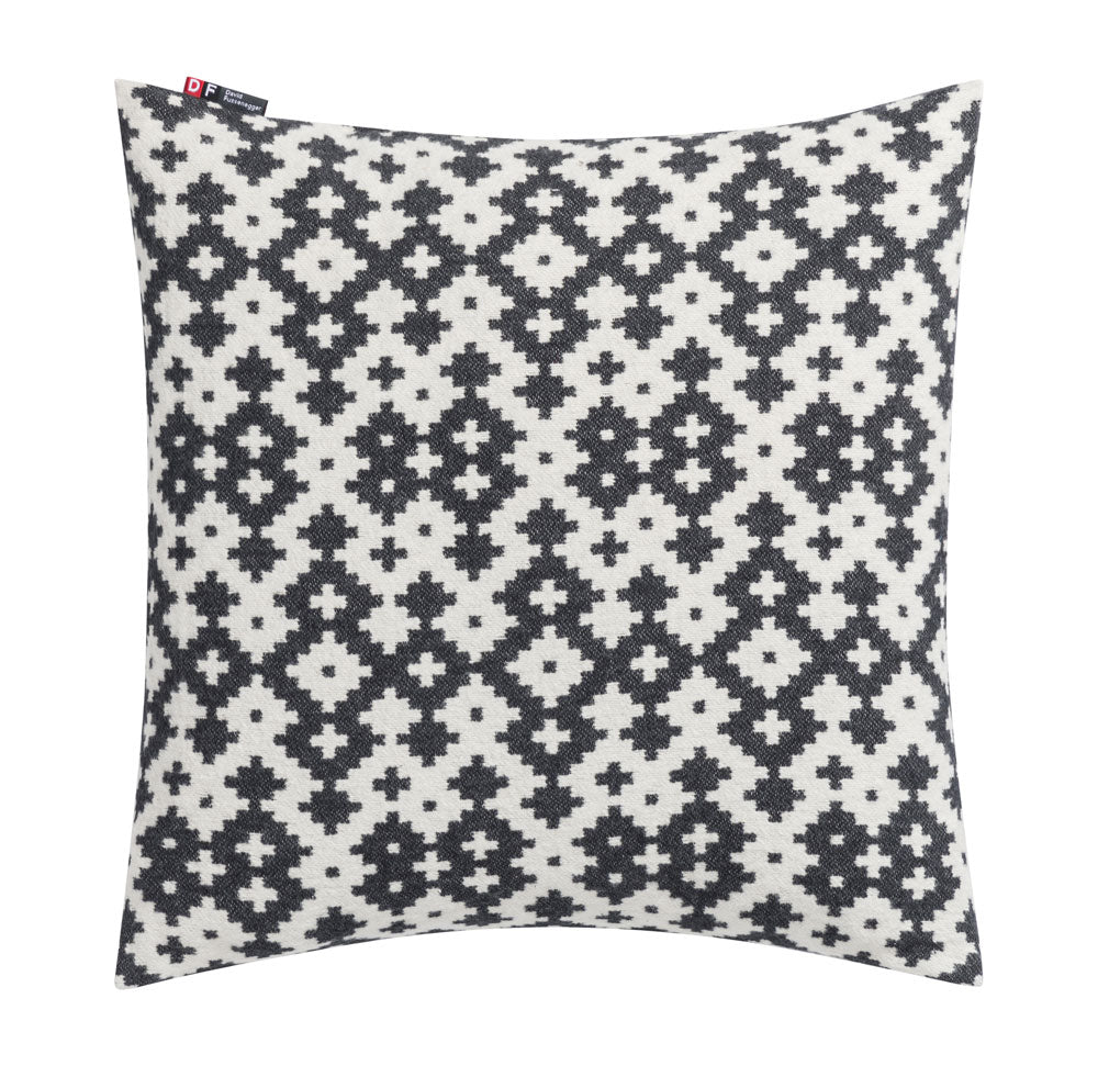 NOVA cushion cover "small ethnic pattern" in charcoal . Cushion Cover made by David Fussenegger , a family-run mill in Austria.