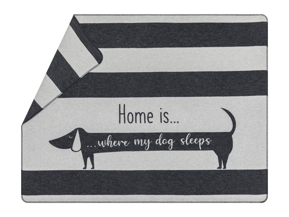 PET blanket "Home is Where My Dog Sleeps" large in grey . Pet Blanket made by David Fussenegger , a family-run mill in Austria.