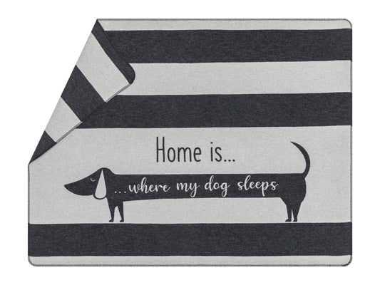 PET blanket "Home is Where My Dog Sleeps" large in grey . Pet Blanket made by David Fussenegger , a family-run mill in Austria.
