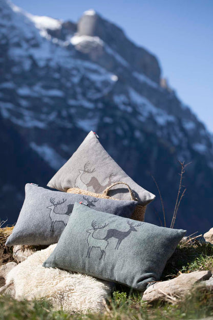 SILVRETTA cushion cover "pair of stags" in . Cushion Cover made by David Fussenegger , a family-run mill in Austria.