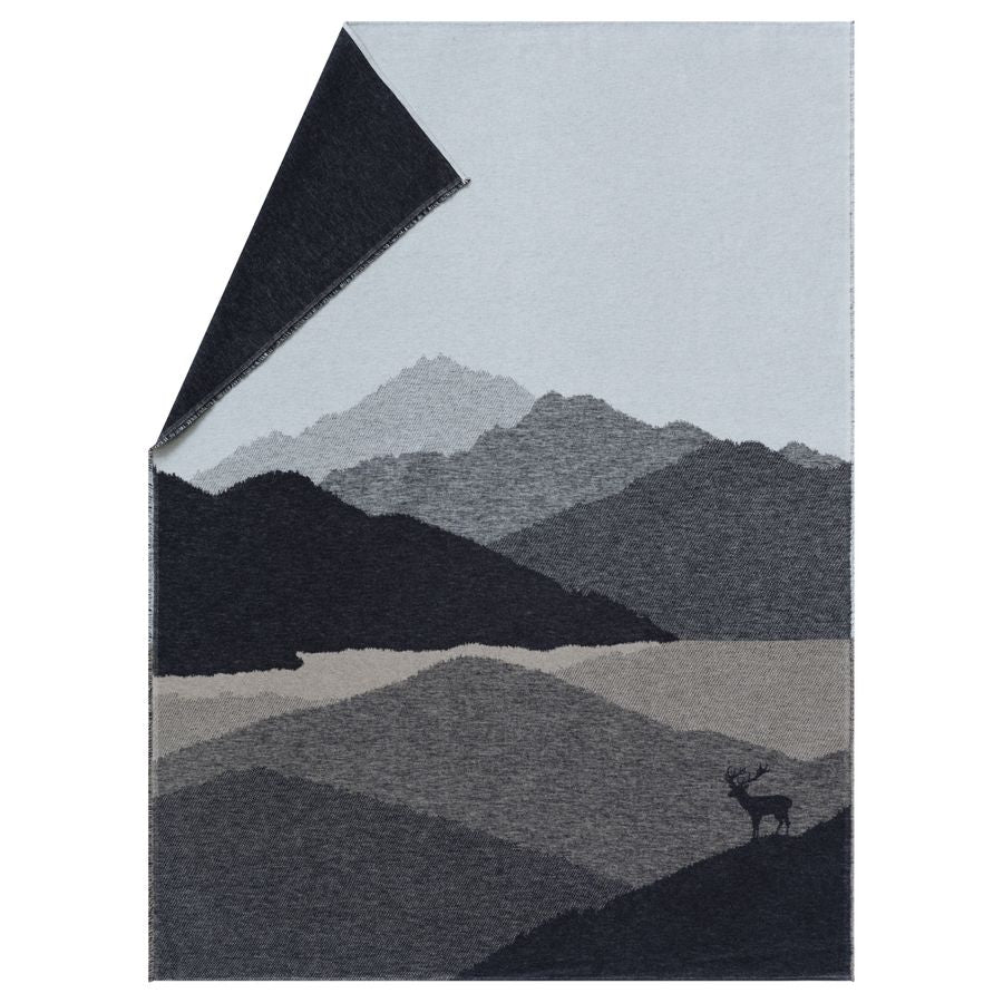 LUCA Throw "Mountain Silhouettes" in anthracite . Throw Blanket made by David Fussenegger , a family-run mill in Austria.