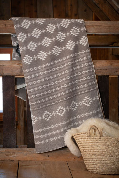 SAVONA Throw "Norwegian Border" in . Throw Blanket made by David Fussenegger , a family-run mill in Austria.